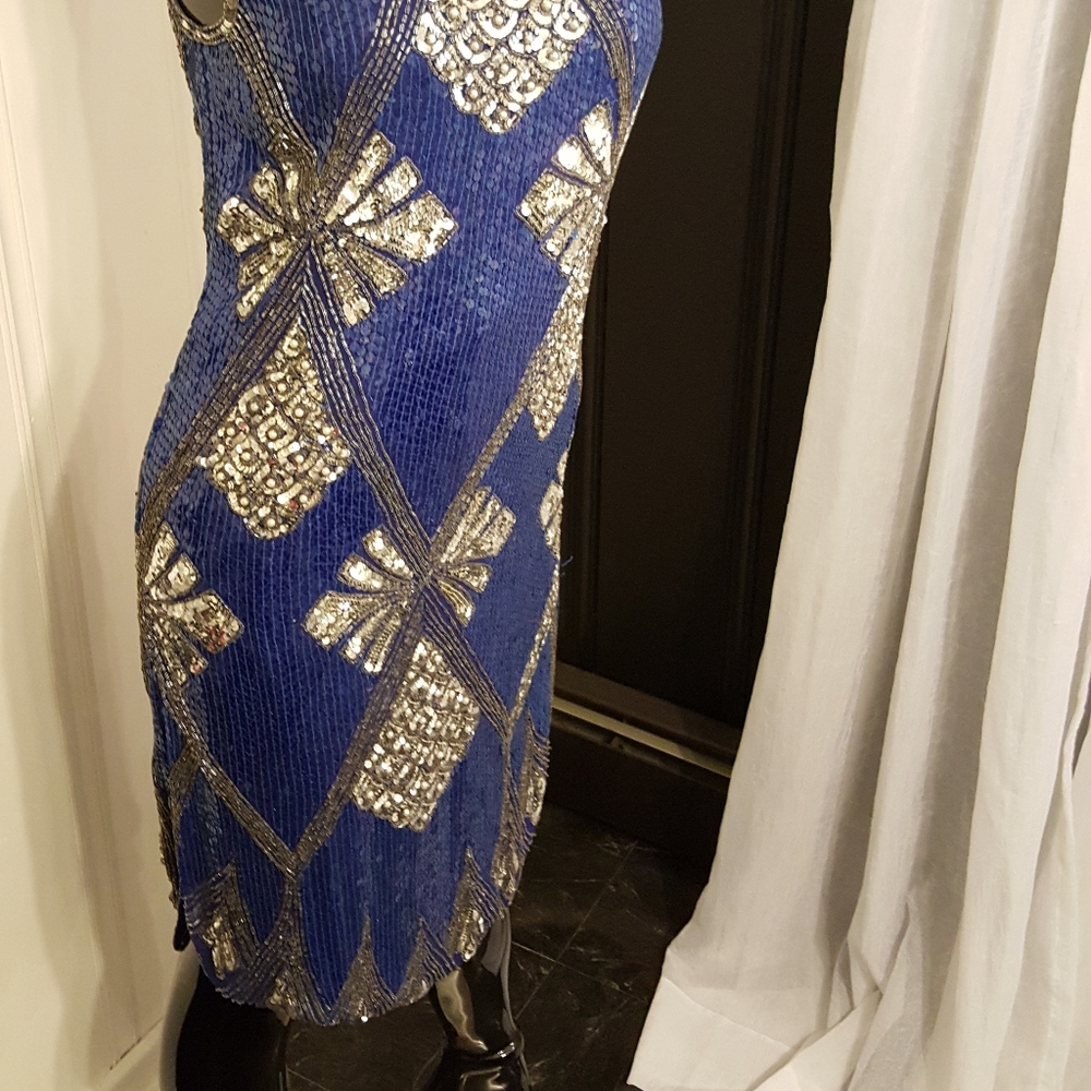 SAKS FIFTH AVENUE full Sequin Blue Dress - Picture 11 of 11